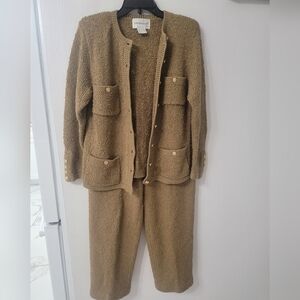 Tanner Cozy Tan Knit Cardigan S and Pants M Set